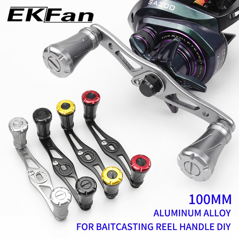 EKFan 100mm Aluminum alloy double knob Fishing Reel handle for abu Daiwa Shimano Baitcasting lure Reel DIY parts