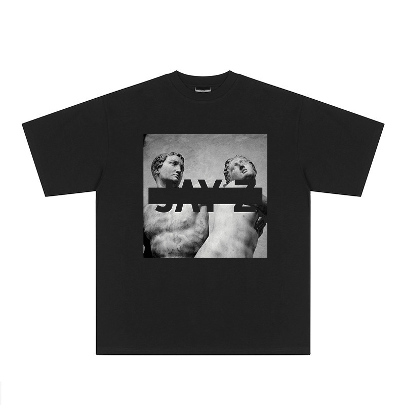 Jay Z Camiseta Unissex Hip Hop Streetwear Estampa Graffiti Algodão Largo Confortável Estilosa Retrô Moda Casual