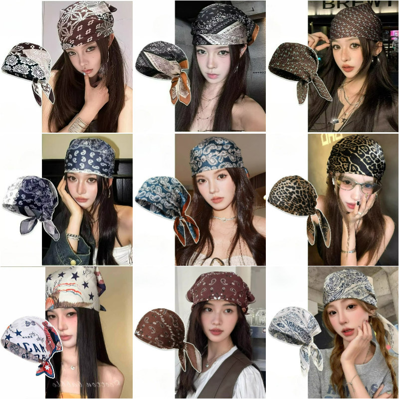 Retro Caju Saco Lenço Bandana , Nova Moda Menina Quente Y2K Graffiti Acessórios De Cabelo