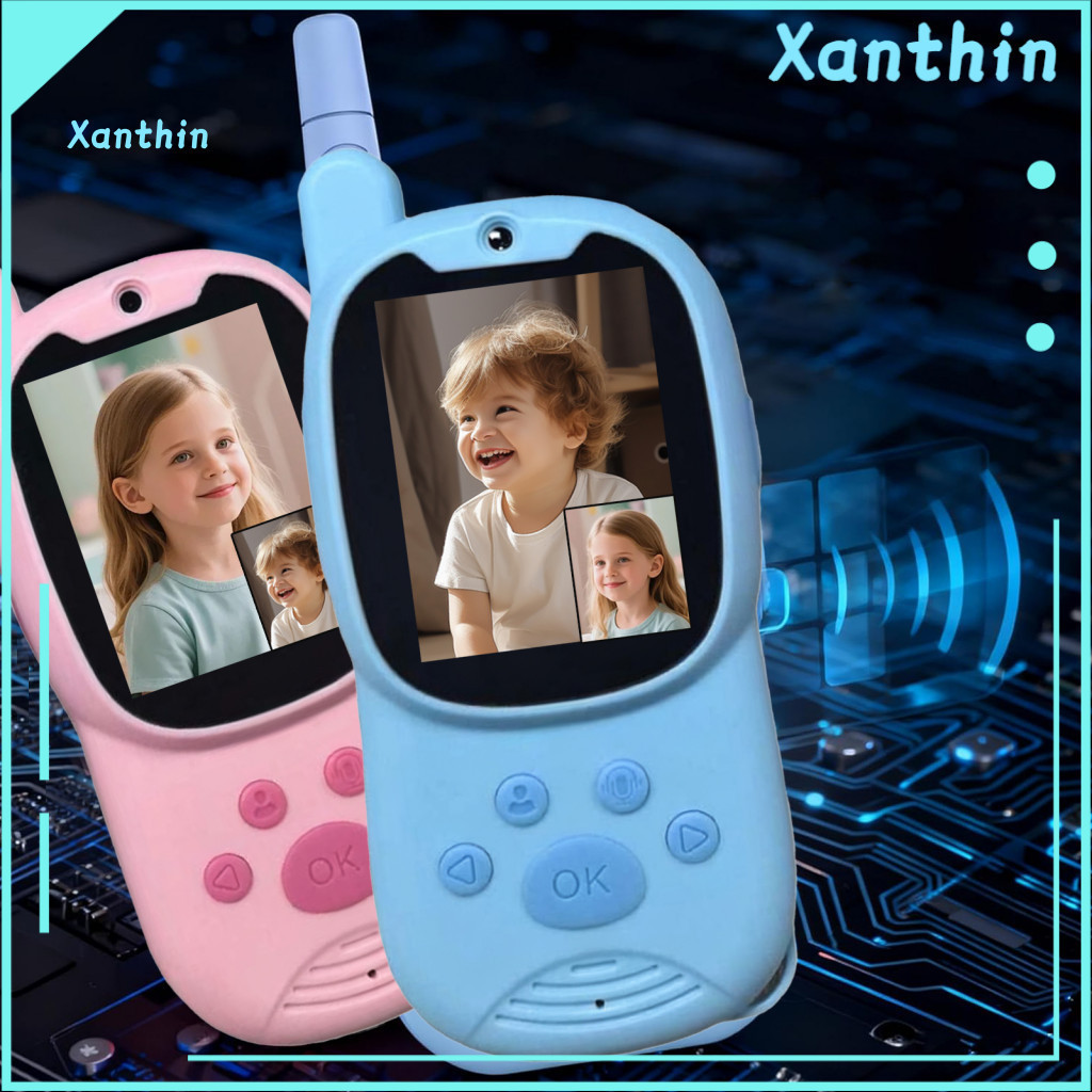 Handheld 2-way Radio Toy Kids Interphone 2pcs Video Intercom with Screen Long Range Wireless Walkie Talkies for Boys Gir