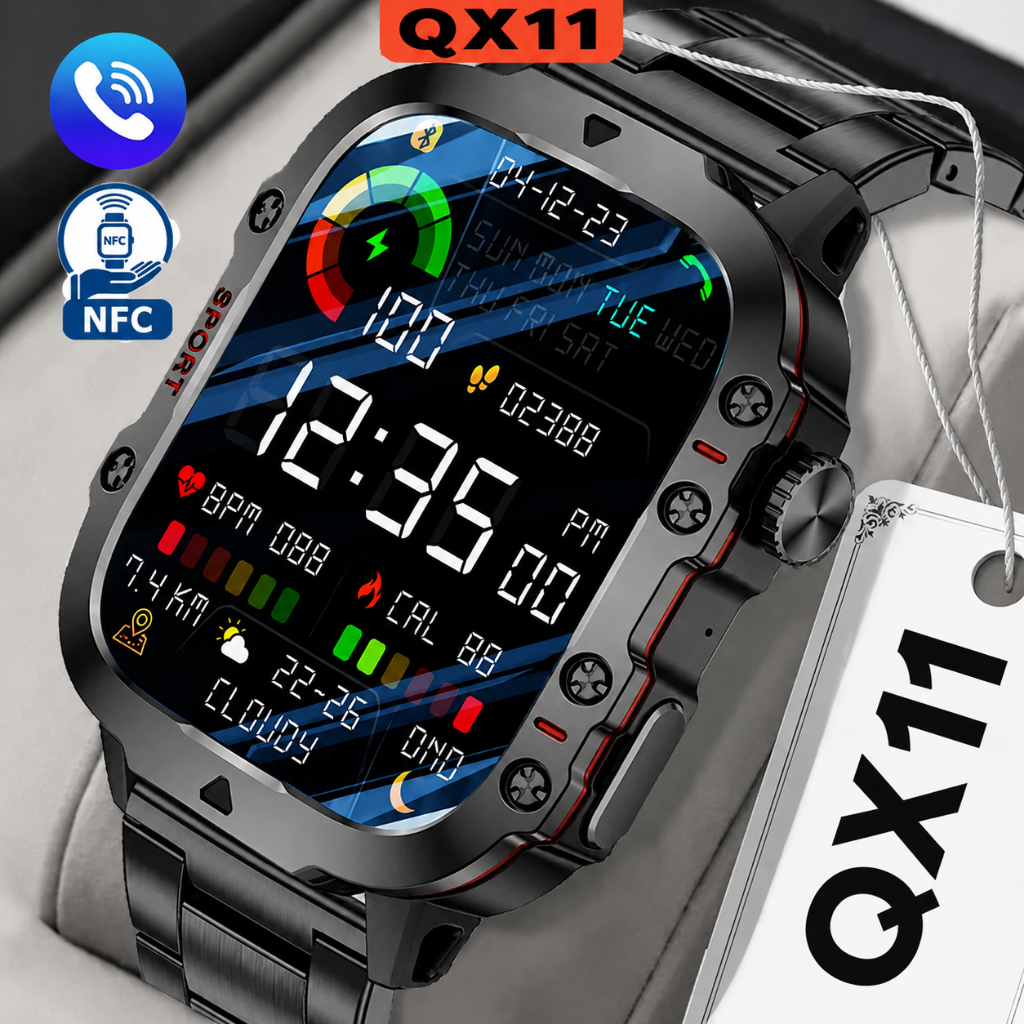 Smart Watch QX11 Três em Um Original Masculino Feminino Esportivo Tela de Toque HD de 1,83 inches