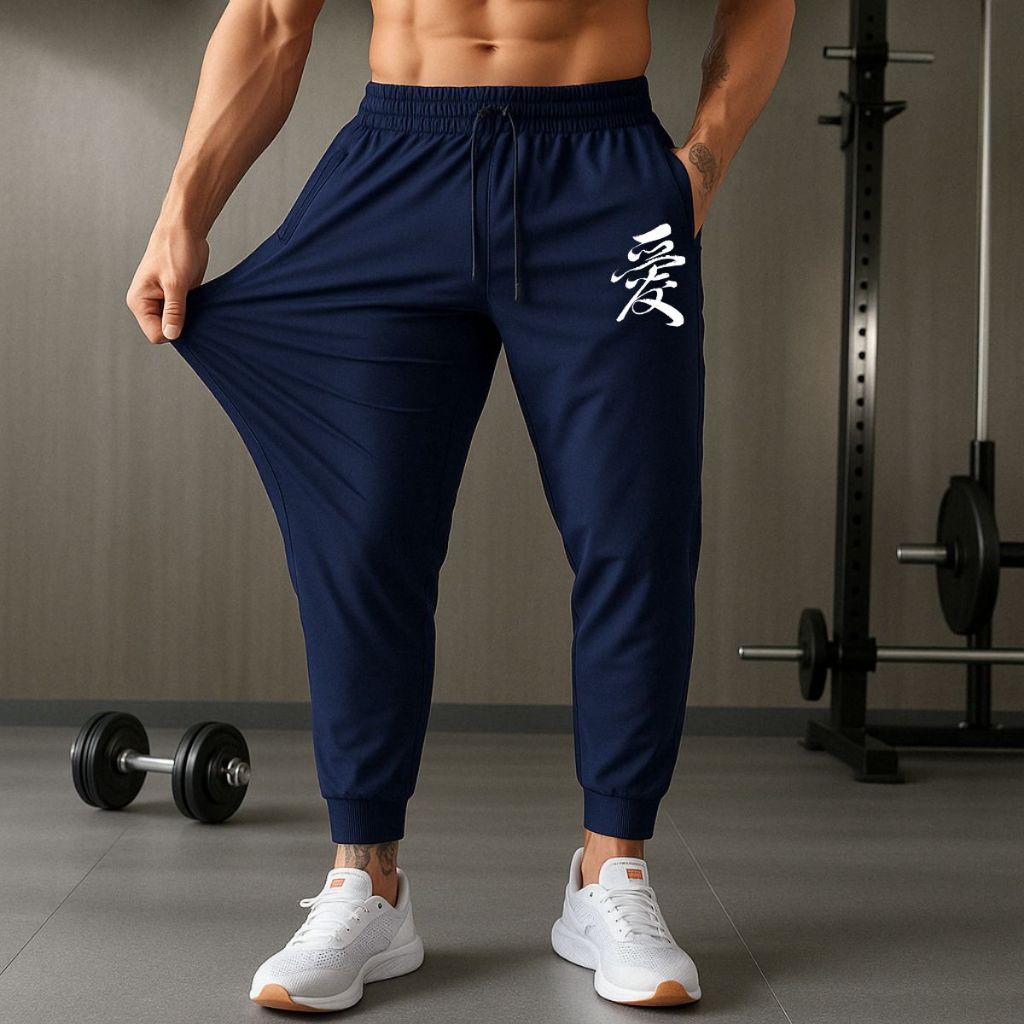 Calça Chimpa Casual Estampa Oriental Chinese Moda Masculina Treino Academia Streetwear Ajustável Estilosa