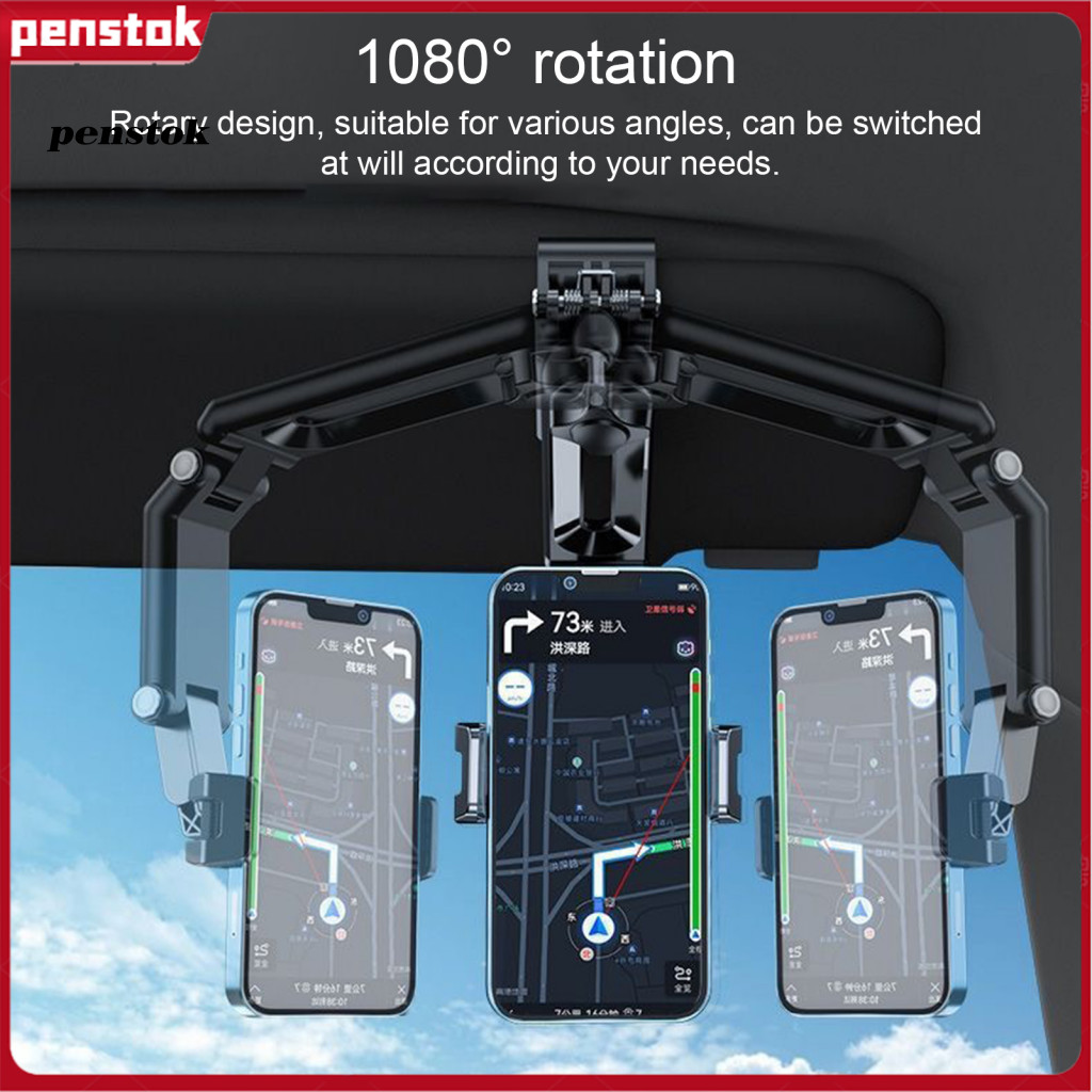 Hands-free Phone Holder Car Mount Adjustable Universal Multi-angle Sun Visor Stable Non-shaky Mobile Stand for Navigatio