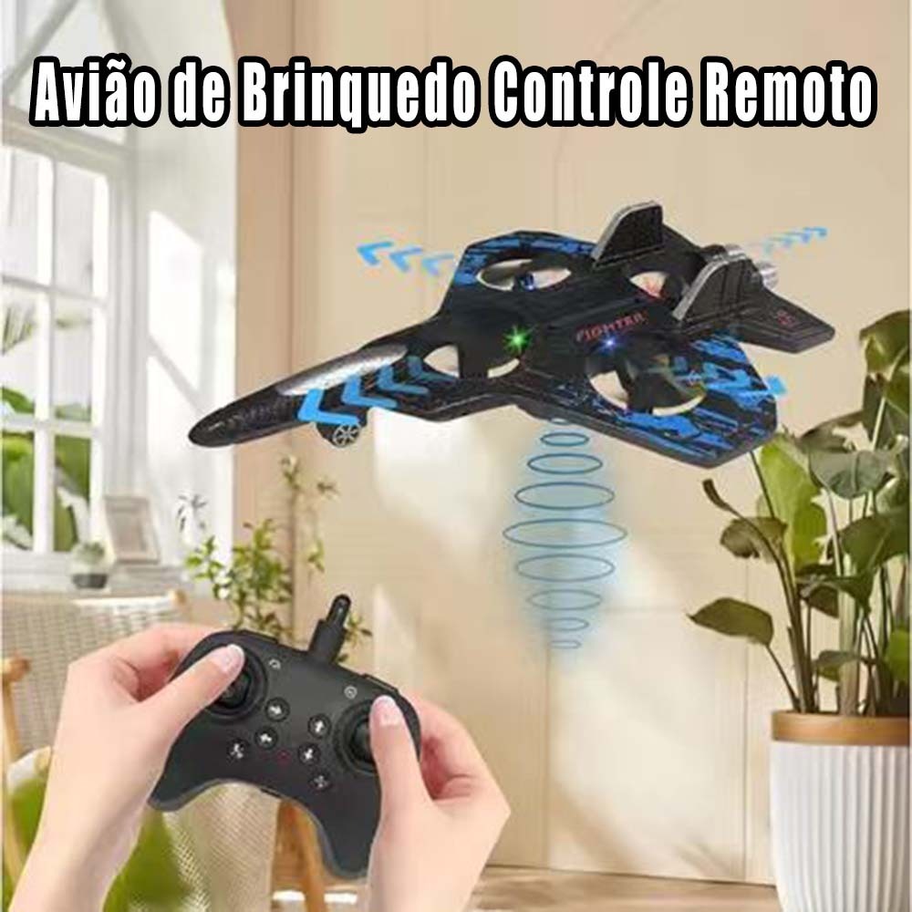 Avião Drone Combat Aircraft Controle Remoto 2.4ghz 4 Motores presente de dia das crianças - 2 Baterias Recarregáveis
