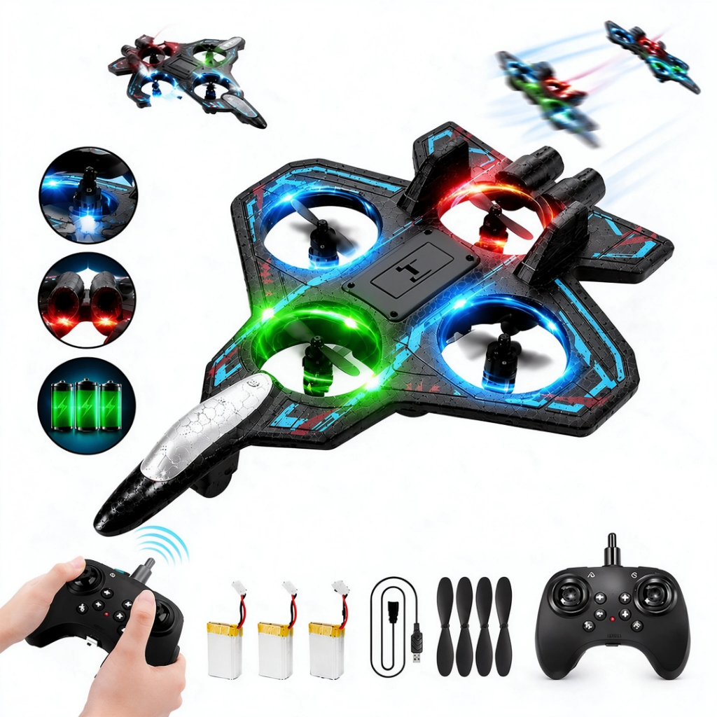 Avião Drone Combat Aircraft Controle Remoto 2.4ghz 4Motores Presente para crianças Adequado para iniciantes