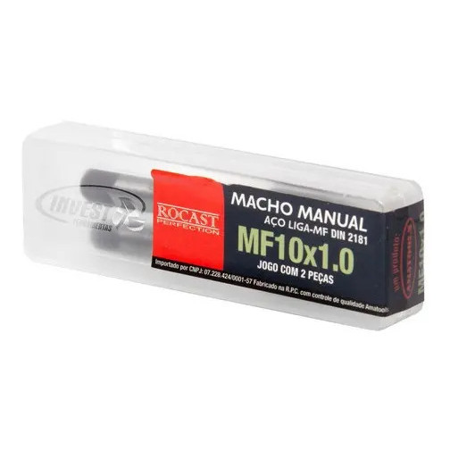 Jogo Macho Manual Aço Rocast M10x1,00 Corte Preciso Ferramenta Diy