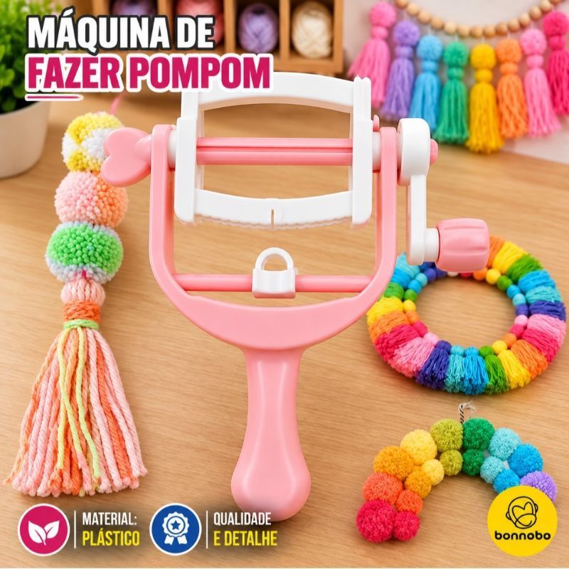 Fazedor de Pompom Manual com Manivela Máquina para Fazer Pompons de Lã Artesanato DIY