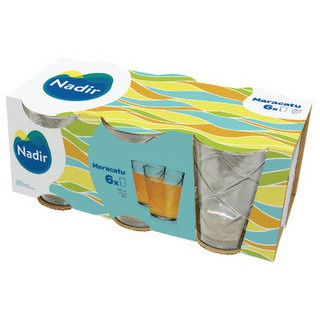 MARACATU COPO LOSANGO INCOLOR 6 PECAS 265 ML - CAIXA C/ 8 PEÇAS