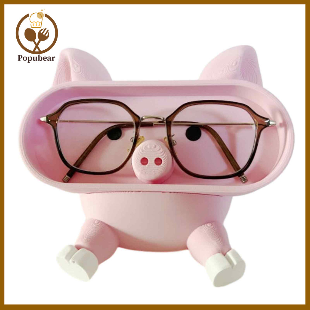 Cute Pig Storage Box Pink Piggy Decor Cartoon 3d Printed Phone Stand Glasses Holder – Stable Desktop Organizer Office