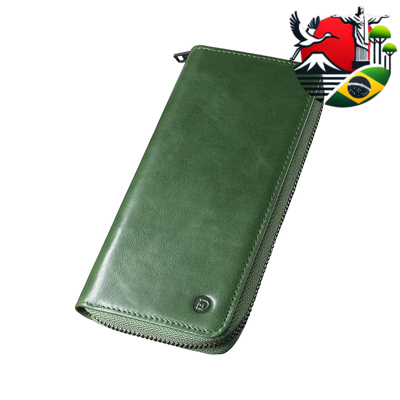 Modiko Men’s Slim Long Wallet, Handcrafted in Japan from Himeji Genuine Leather—Large Capacity with Gusset, Zip Coin Poc