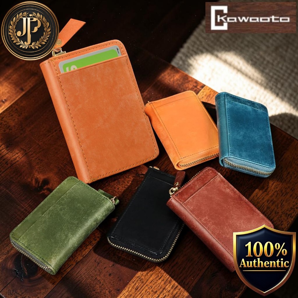 [Kawaoto] Men’s RFID-Blocking Genuine Pueblo Leather Card Case Wallet Large-Capacity Credit