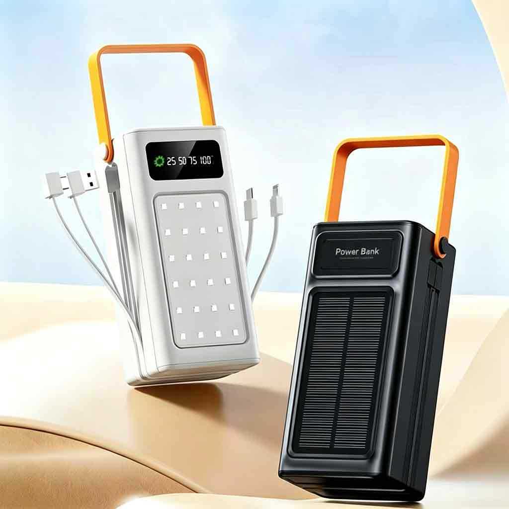 Power Bank 50000mAh com Carregador Solar - Autonomia Total para Aventuras e Emergências