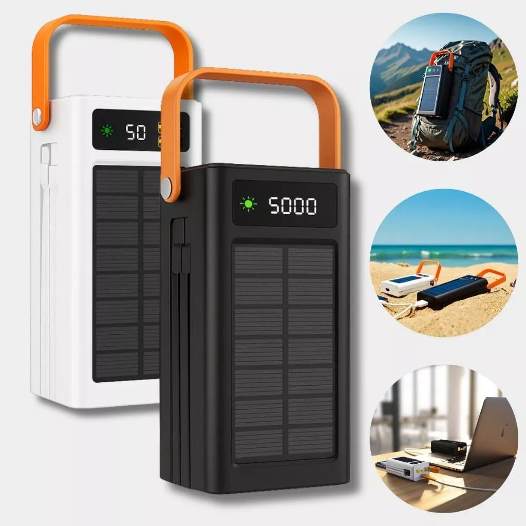 Power Bank Solar 50000mAh/30000mAh Com 4 USB E Carregamento Rápido Para Viagem LOJA