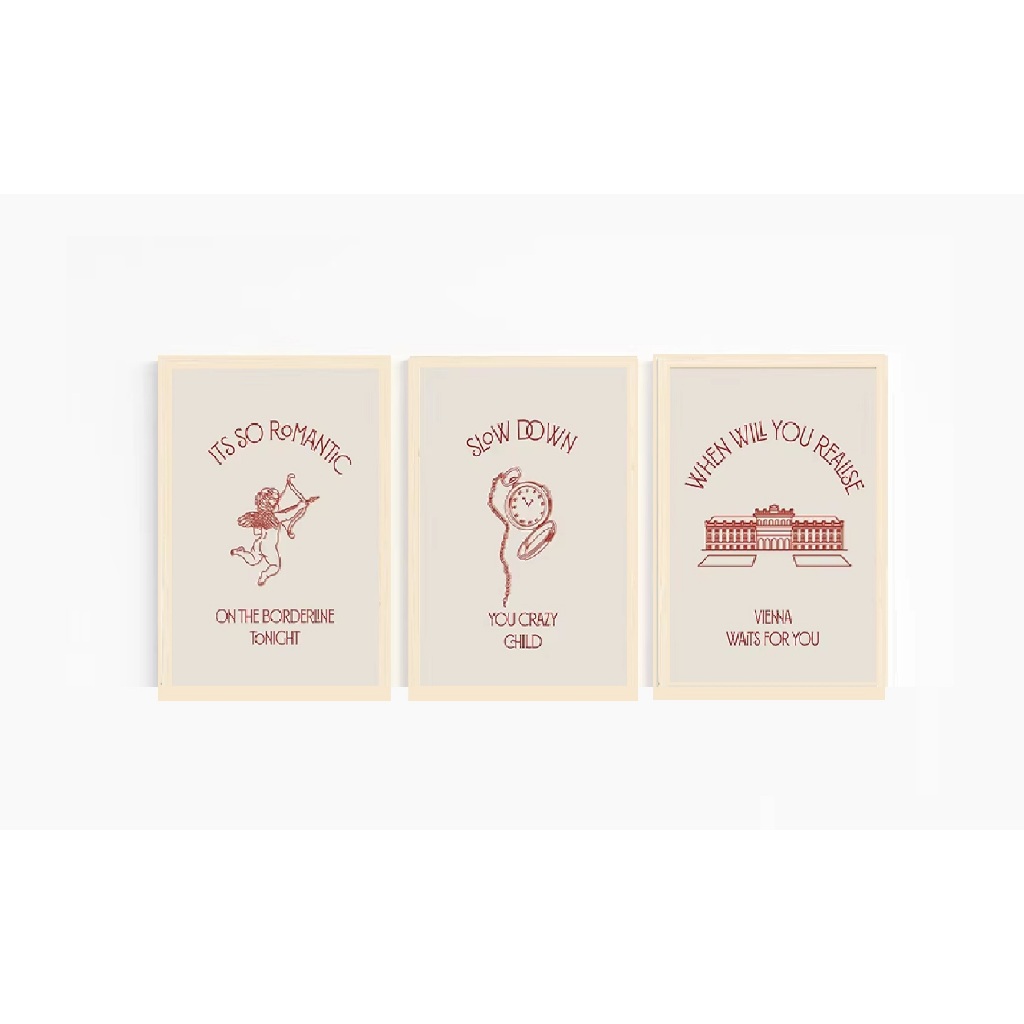 Quadros decorativos Retro Vienna Estético para Casa, Music Prints para Fãs (3 peças)