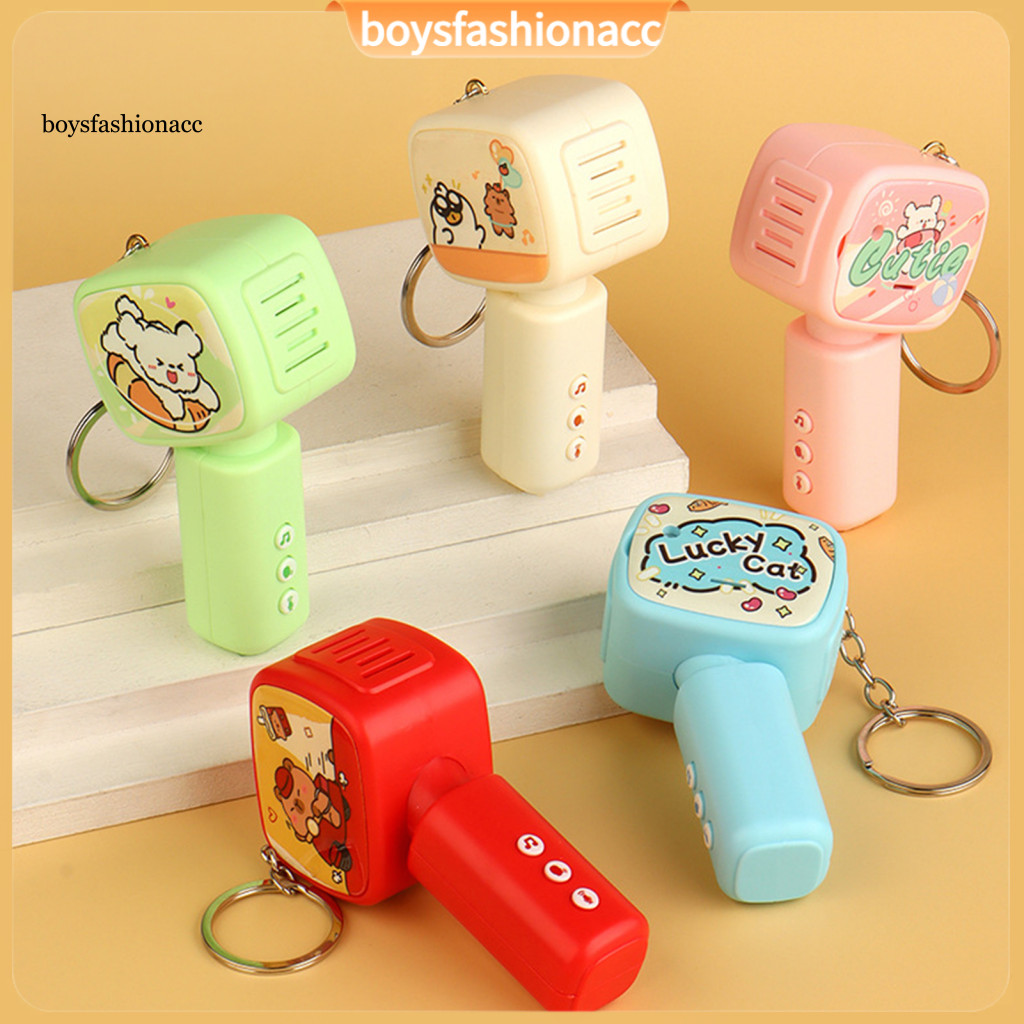 Mini Cartoon Microphone Keychain Recorder with Music Player Portable Dual-function Toy for Boys and Girls – Cute Small