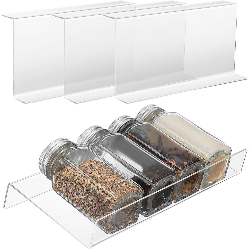 DECHOUS Spice Drawer Organizer: 4 Tier Expandable Clear Acrylic Spice Rack Organizer for Cabinet and Kitchen Drawer Inse