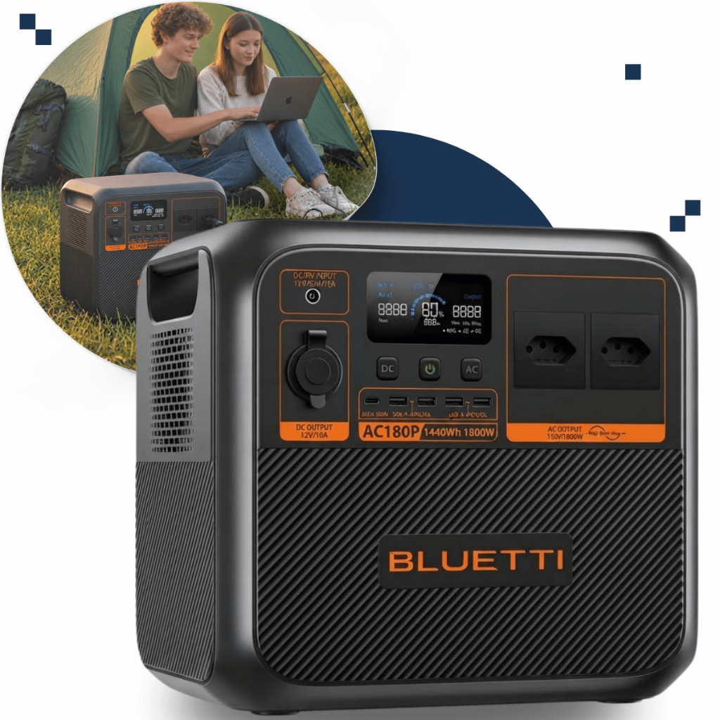Estação De Energia Solar Bluetti Ac180p 1.800 W / 1.440 Wh 110V/220V Tomada Padrão BR
