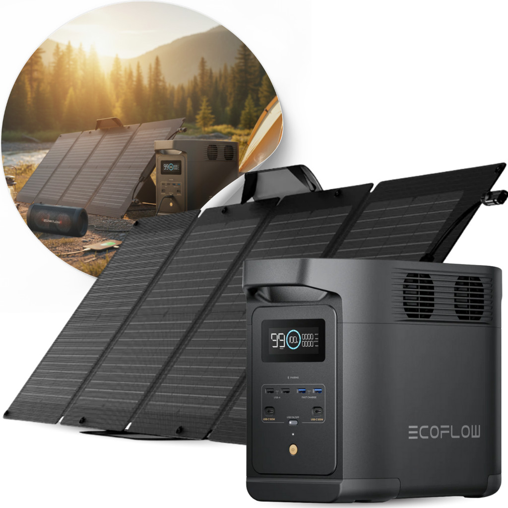 Kit Estação Energia Delta E980 500w 127v + Painel Solar 110w Dobrável Potátil EcoFlow Gerador Solar