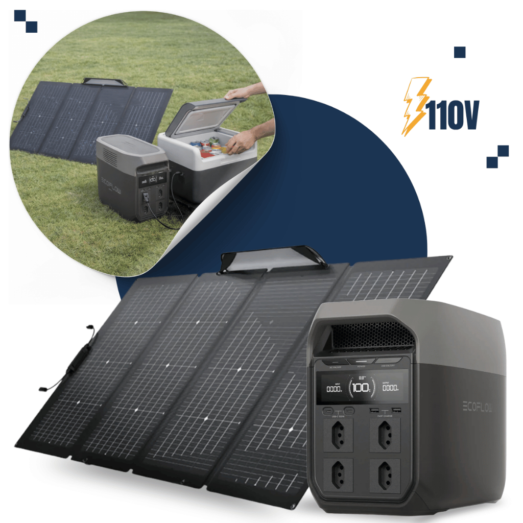 Kit Estação Energia Delta 3 1800w 127v + Painel 220W Dobrável Potátil EcoFlow Gerador Solar