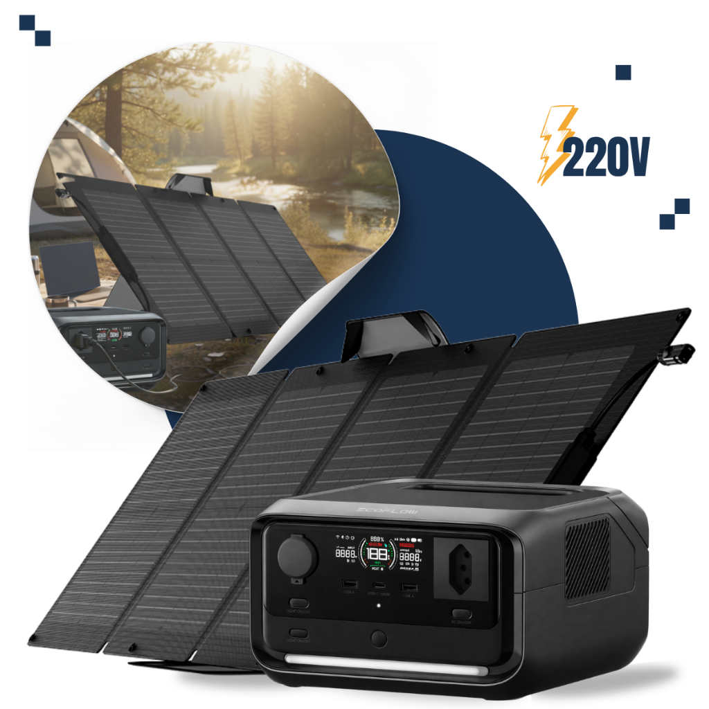 Kit Estação River 3 Plus 600w 220v + Painel 110w Dobrável Portátil EcoFlow Gerador Solar