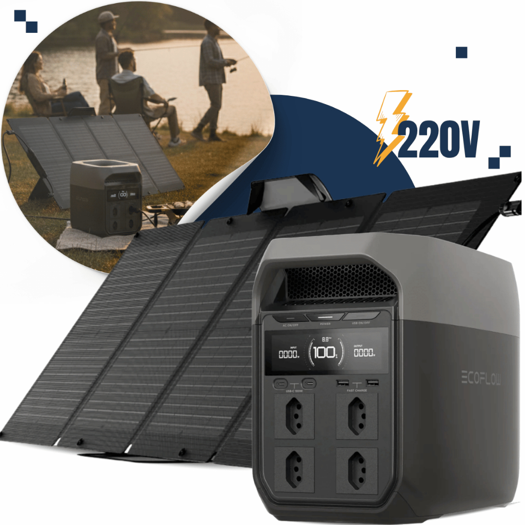 Kit Estação Energia Delta 3 1800w 220v + Painel 110W Dobrável Potátil EcoFlow Gerador Solar