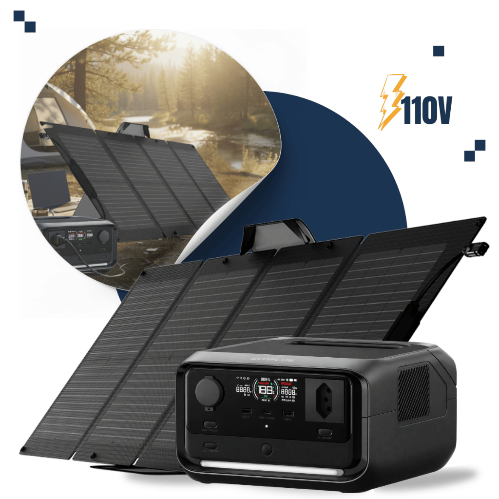 Kit Estação River 3 Plus 600w 110v + Painel 110w Dobrável Portatil EcoFlow Gerador Solar