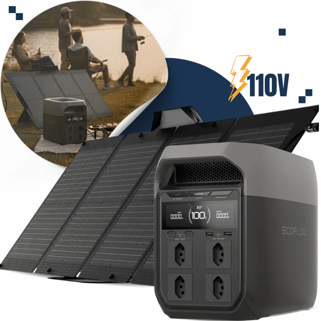 Kit Estação Energia Delta 3 1800w 127v + Painel 110W Dobrável Potátil EcoFlow Gerador Solar