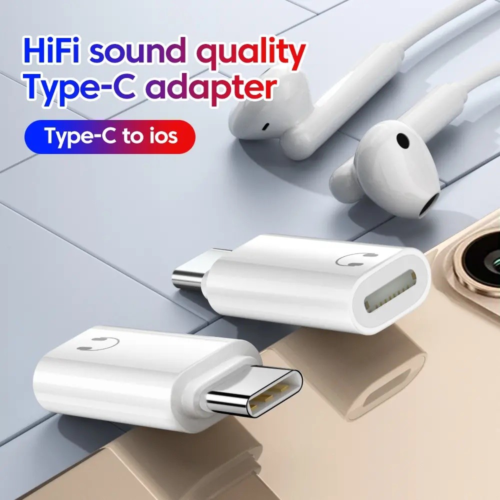 Adaptador de Áudio Tipo-C para Lightning para iPhone 17 18 iPad MacBook Telefone Android Conversor de Som HiFi