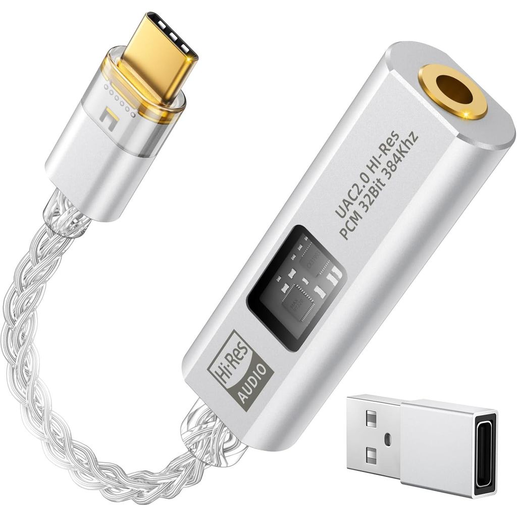 Adaptador De Áudio MoKo USB C Para 3.5 Mm iPhone/Android/iPad/Mac PC , Dongle De 32 Bits/384 Khz Com Amplificador HiFi ,