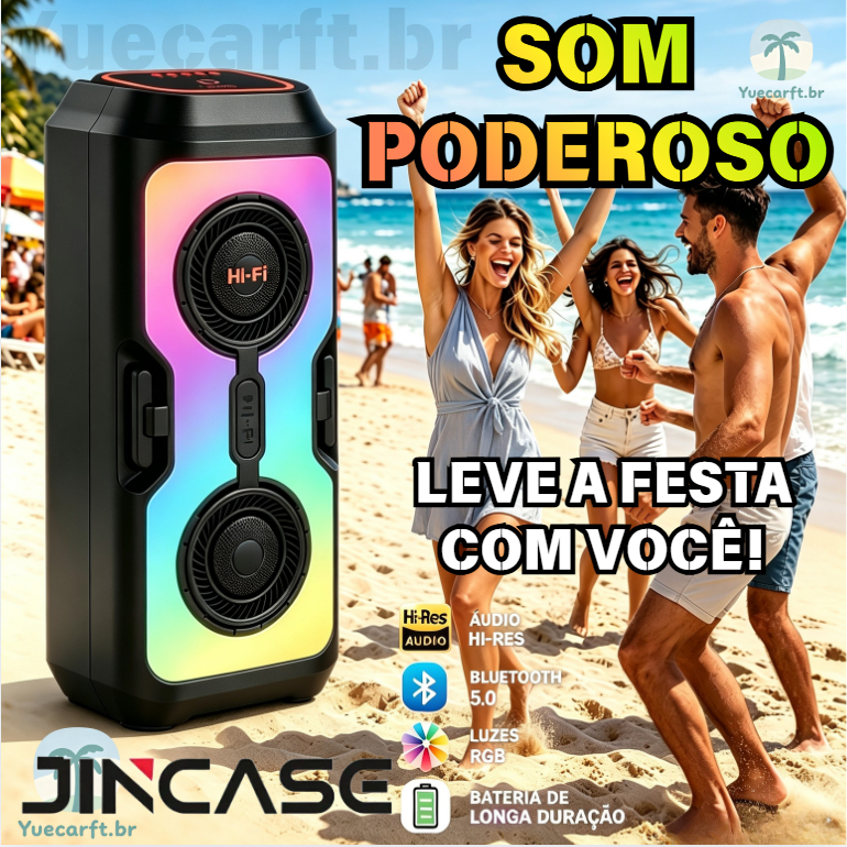 Portable Bluetooth speaker with long battery life and RGB environment lighting, perfect for beaches and parties