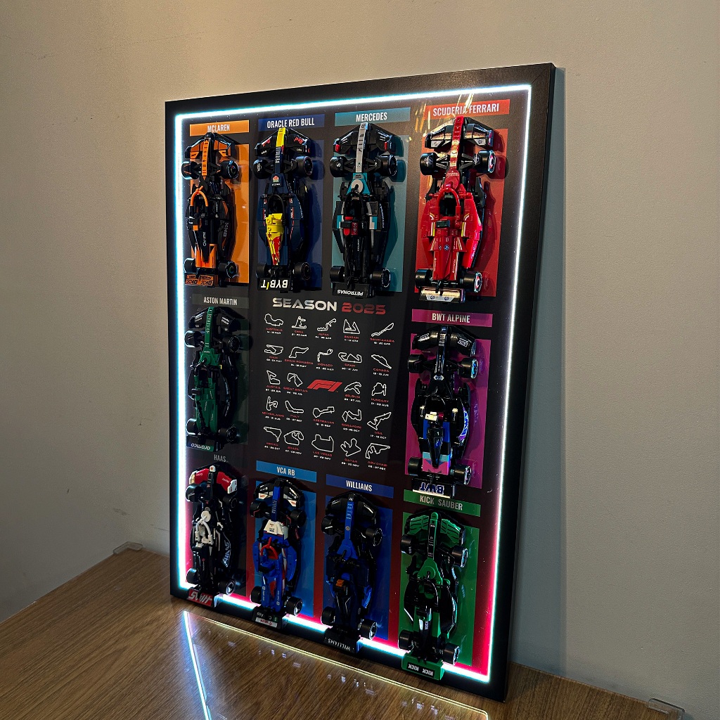 Quadro Exposior para Lego Speed Champions 2025 com LED - 50x70CM