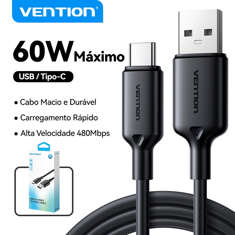 Vention 60W Super Charging Tipo-C Cabo 480Mbps USB De Carga Rápida Para iPhone Samsung xiaomi （original）