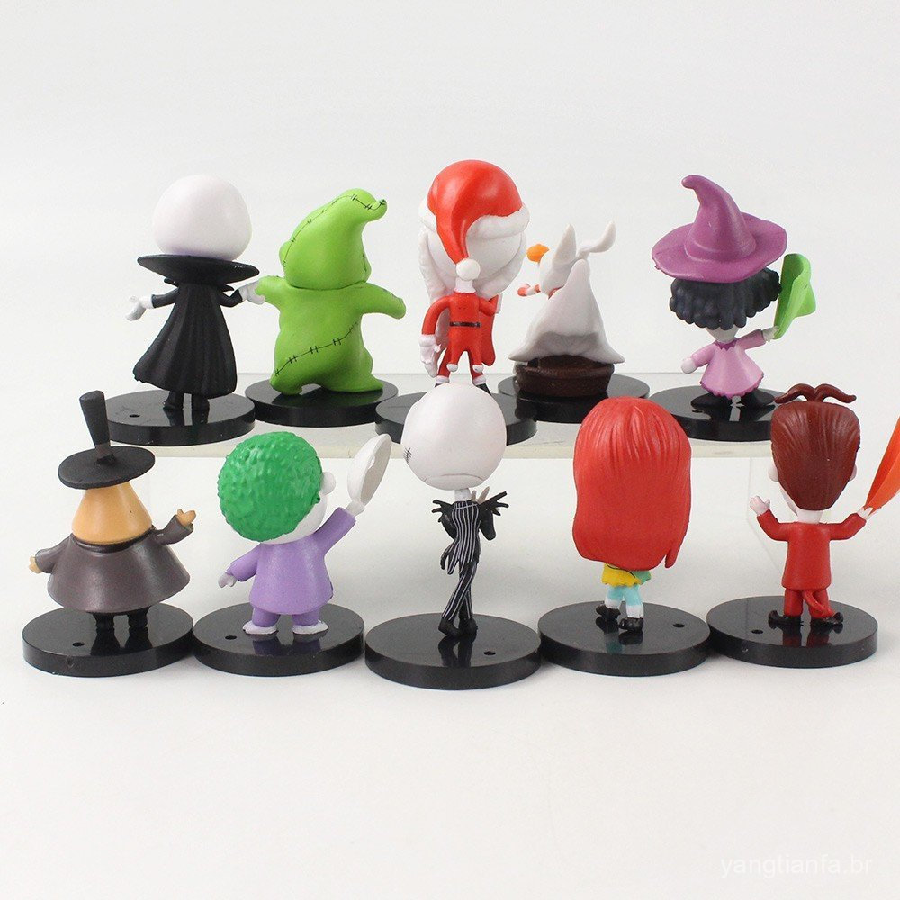 10Pcs/Set Nightmare Before Christmas Jack Jack Skellington Freddy Krueger Bobble Head Doll PVC Action Figure Collection
