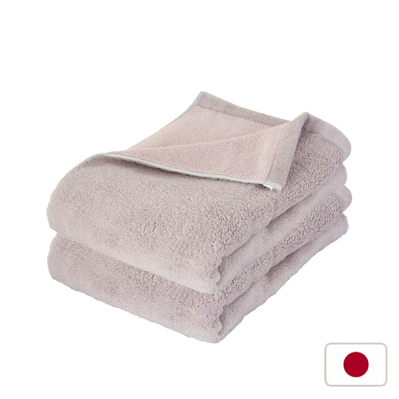 2-Piece Set of Premium Japanese Made Extra-Absorbent Reversible Bath Towels - Imabari Certified, 70x130cm, Thick and Lar