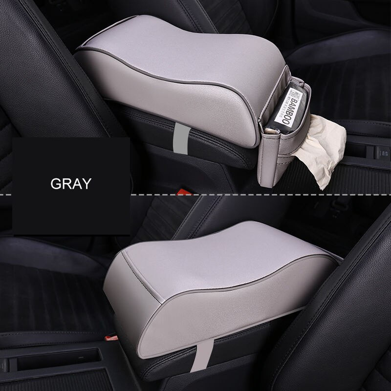 Car Armrest Box Pad Almofada PU Couro Center Console Arm Rest Seat Box Heightening Pad Suporte de sacos armazenamento