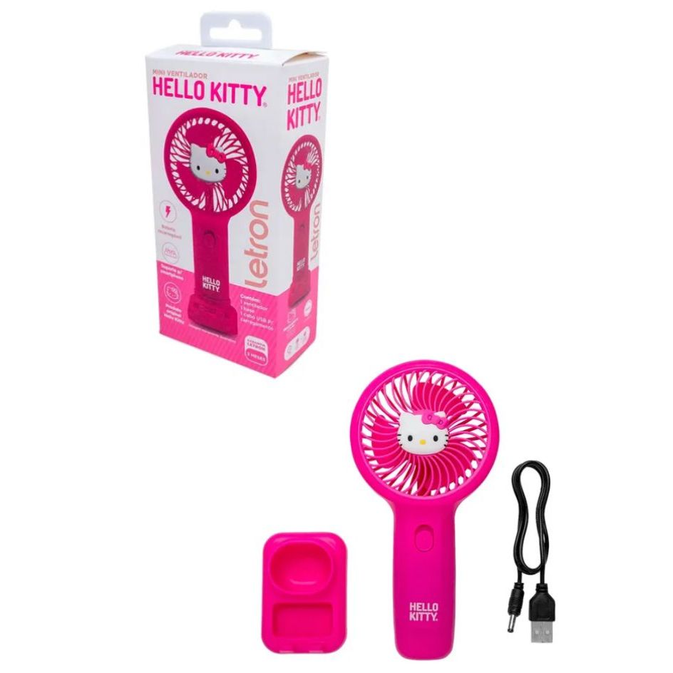 Mini Ventilador Hello Kitty Rosa C/ Suporte Celular