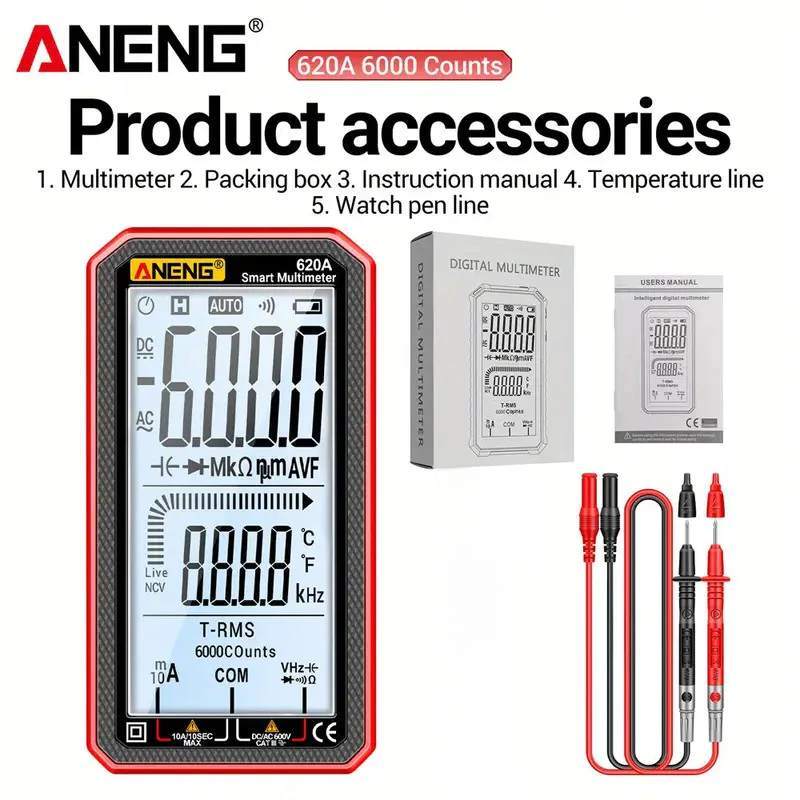 Multimetro Digital Caneta Tensão Amperimetro Kit 6000counts Ture RMS AC DC NCV