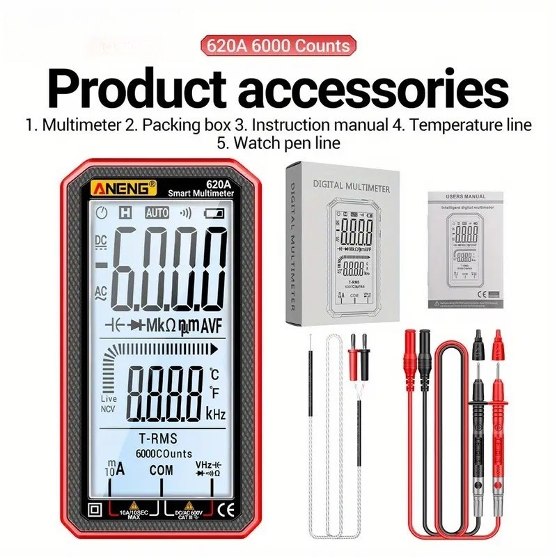 Multimetro Digital Caneta Tensão Amperimetro Kit 6000counts Ture RMS AC DC NCV