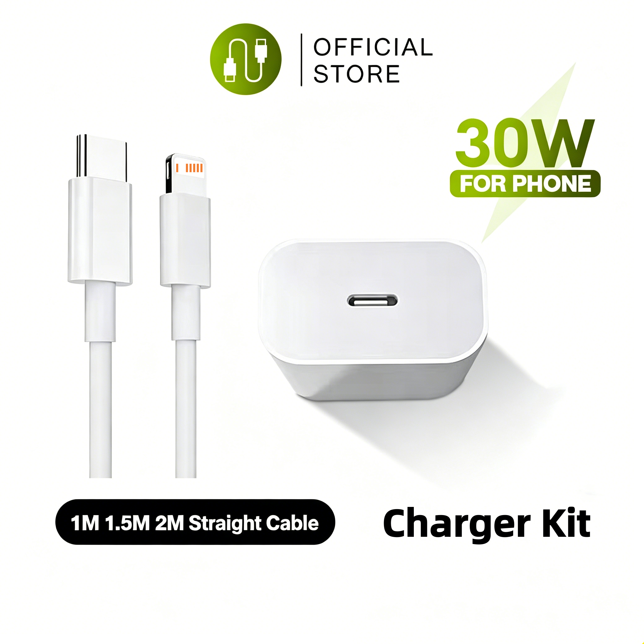 Conjunto de carregamento rápido PD30W sem Pop-up, certificado 3C, com carregador original e cabo USB para iPhones 6-14
