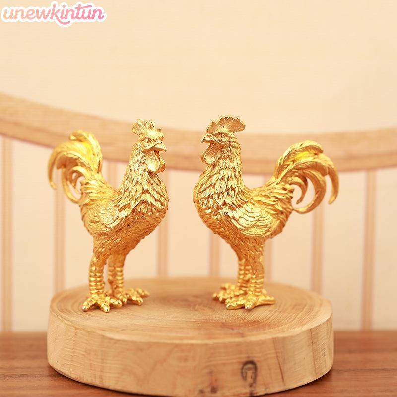 Unew Estatueta De Galo De Liga Intrica Pena Dourada Artística Decoração De Mesa Para Escritório Doméstico Presente De Le