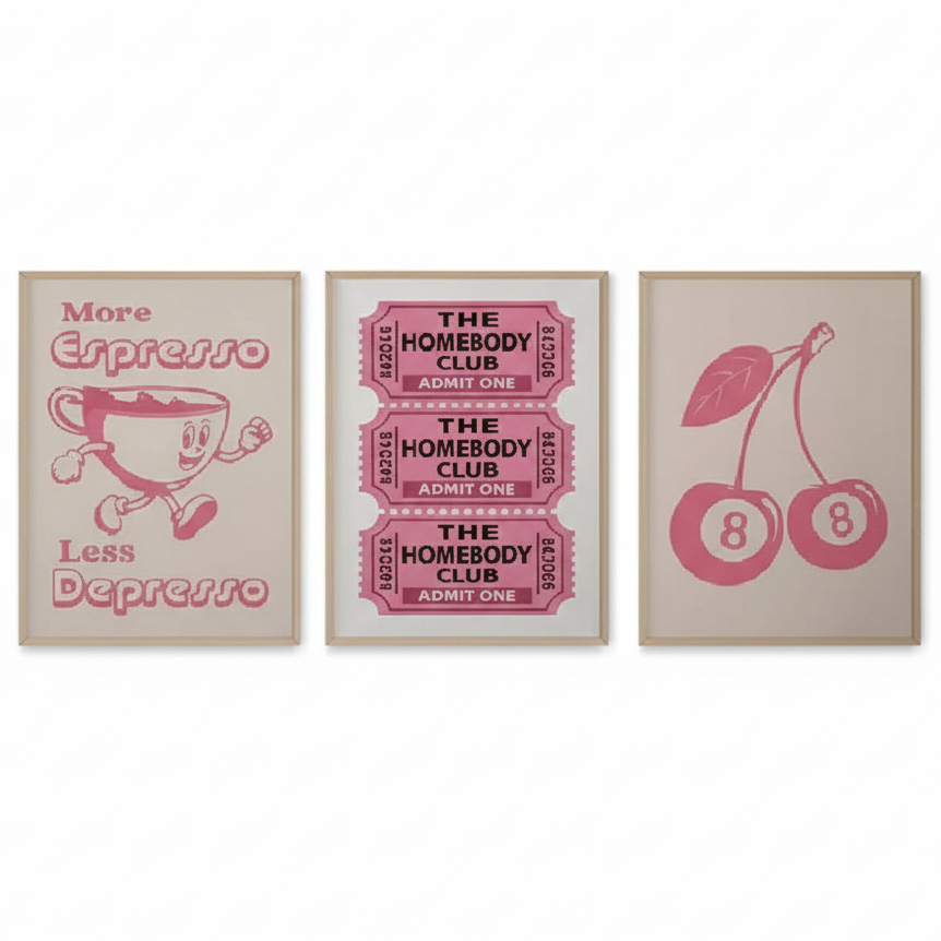 Quadros decorativos The Homebody Club Print minimalista do coração, Trendy Living (3 peças)