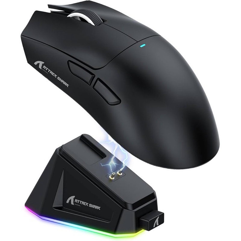 Mouse Gamer Attack Shark X11 59g Superleve sem fio com Dock Magnético RGB, 22000 DPI, PC/Notebook/Mac