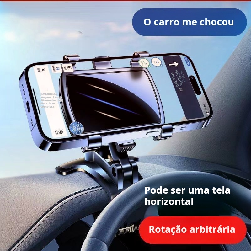 Suporte de telefone móvel para veículos multiusos Painel de instrumentos Espelho retrovisor Panel solar universal