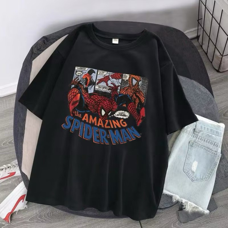 Camiseta Basica Homem Aranha Quadrinhos Camisa Algodão Spider Man Conforto Promoção Trendy Black