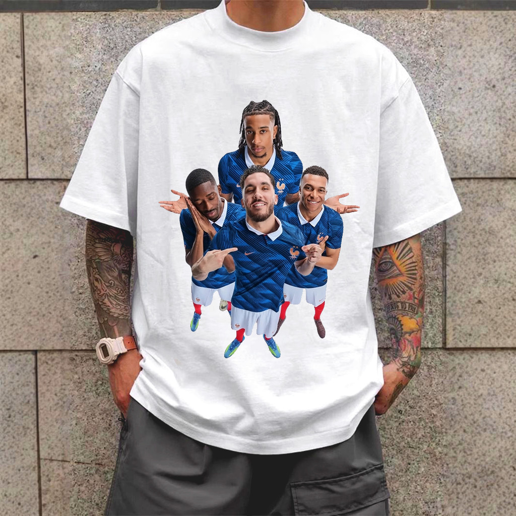 Camiseta Futebol Superstar França Estampa Colagem Streetwear Trendy Torcedor Moda Urbana