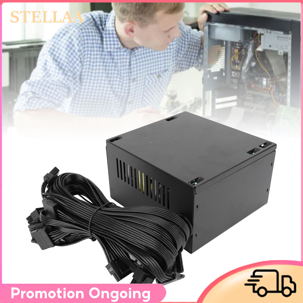 Stellaa Fonte de alimentação de computador 600W Dual Core para sistema Win10 Gaming PSU com ventilador preto de 12cm
