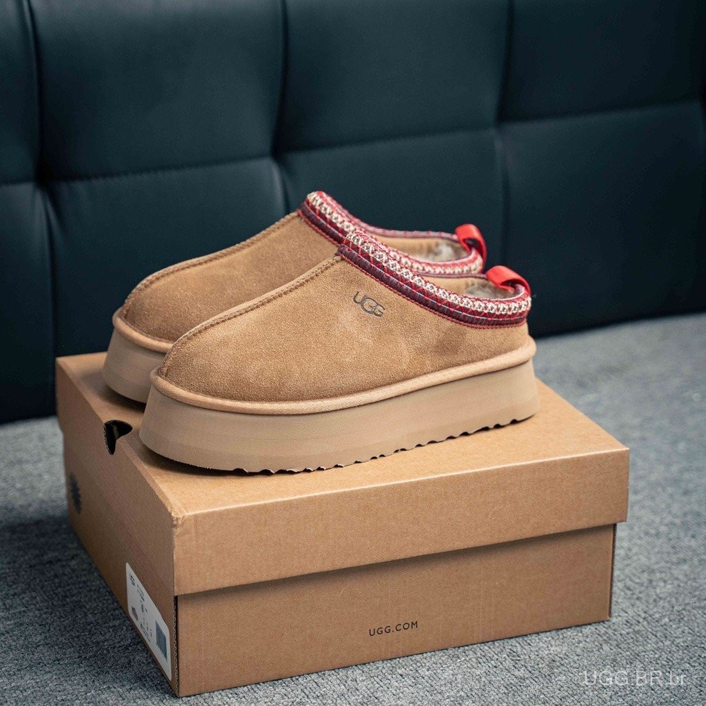 Original Factory * Botas de Neve de Estilo Étnico UGG com Solado Grosso Nova Cor 7 Cores Botas Femininas de Pele de O