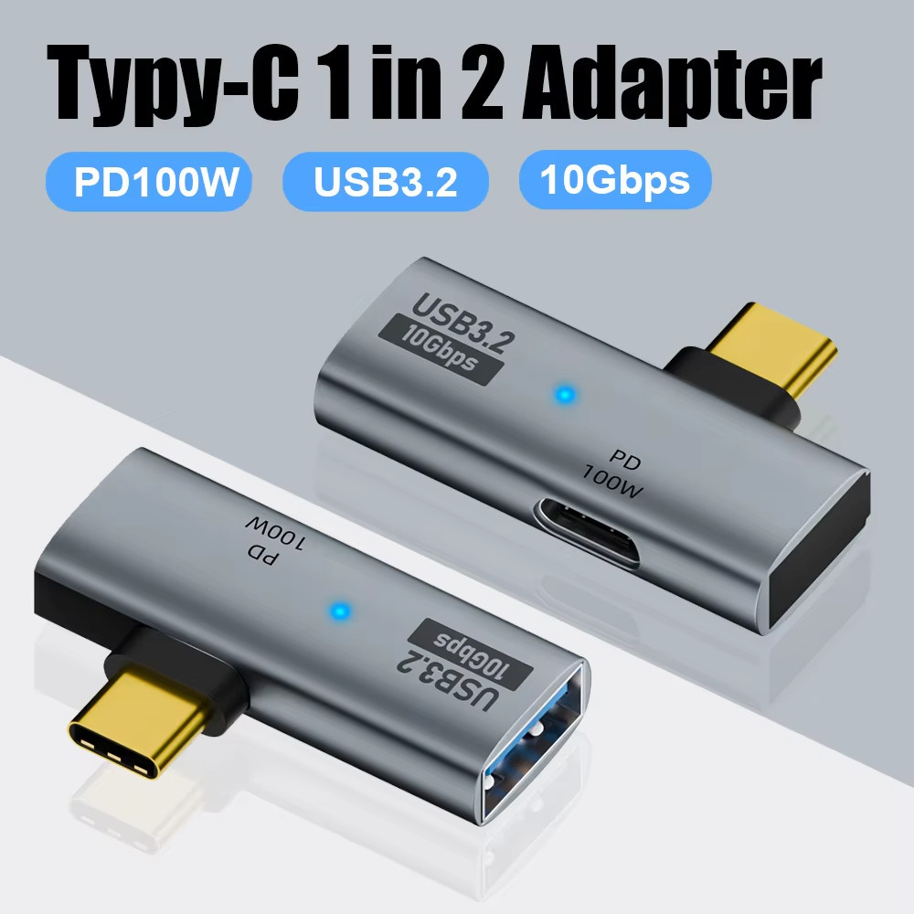 Adaptador De Cabo 2 Em 1 USB C OTG Type Para USB3.2 10 Gbps PD100W Dados De Carregamento Rápido Laptop E Tablet