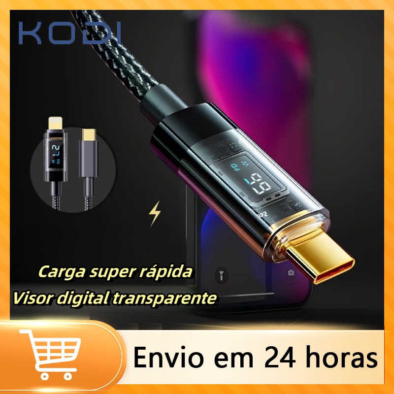 PD100W 66W Visor digital Tipo C Cabo de carregamento rápido para telefones USB Android-USB-A2