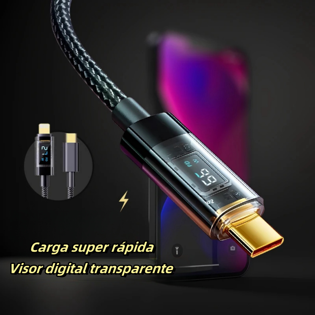 PD100W 66W Visor digital Tipo C Cabo de carregamento rápido para telefones USB Android A2